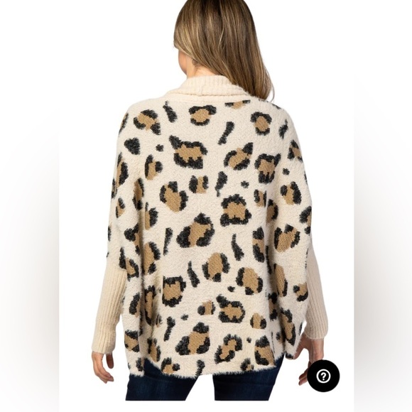 Very J Cream Animal Cheetah Print Knit Drape Cardigan SZ L NEW - Picture 5 of 12
